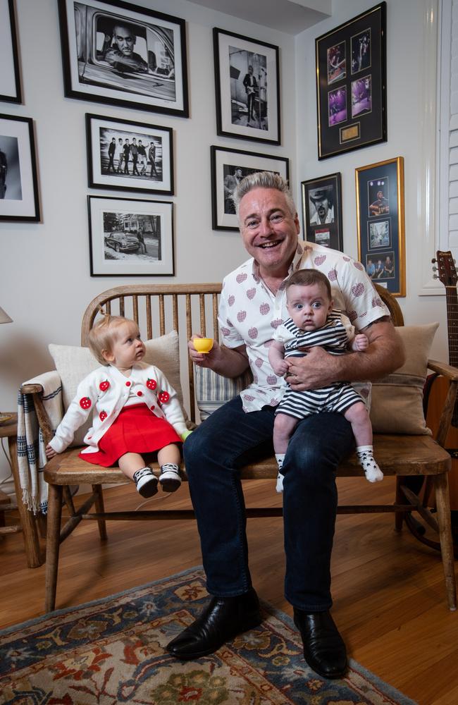 Paul Field at home with his grandchildren Felix, four months and Raphaela, 1.