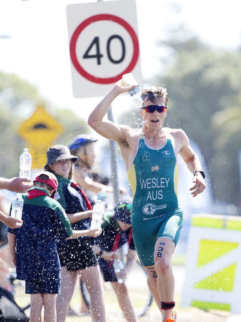 Kurt Wesley AUS during the run leg of the Men's Elite &amp; U23 Devonport Triathlon. PICTURE CHRIS KIDD