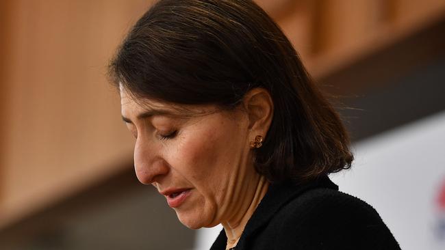 NSW Premier Gladys Berejiklian speaks to media. Picture: NCA NewsWire/Joel Carrett