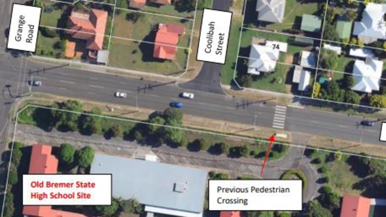 The Blackstone Rd pedestrian crossing in February 2011. Picture: Nearmap