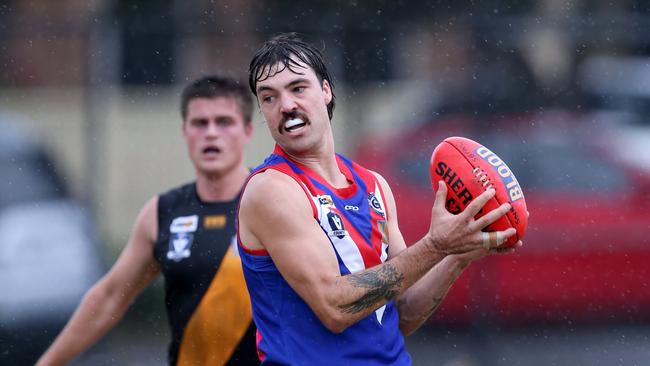 GFL Round 1: South Barwon v Grovedale. South Barwon's Zac Urquhart marks. Picture: Mike Dugdale