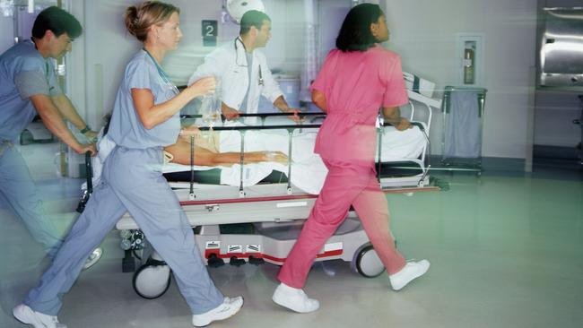 Nurses rush a patient through a hospital. Picture: Thinkstock