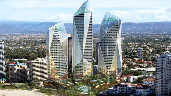 Riding's proposed $900 million tri-tower project, Jewel, which is planned for Surfers Paradise.