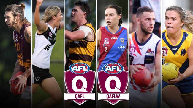 Standout performers from the latest round of QAFLW and QAFL. Pictures: Highflyer Images, Craig Slaney Sports Photography and Brooke Sleep Media.