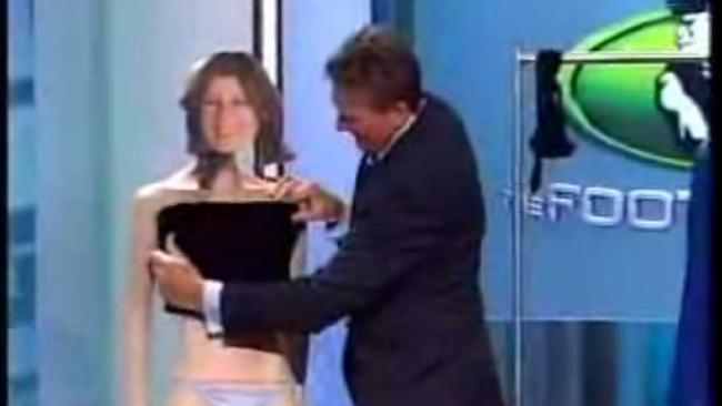 Sam Newman during the controversial Caroline Wilson mannequin incident on &lt;i&gt;The Footy Show&lt;/i&gt;.