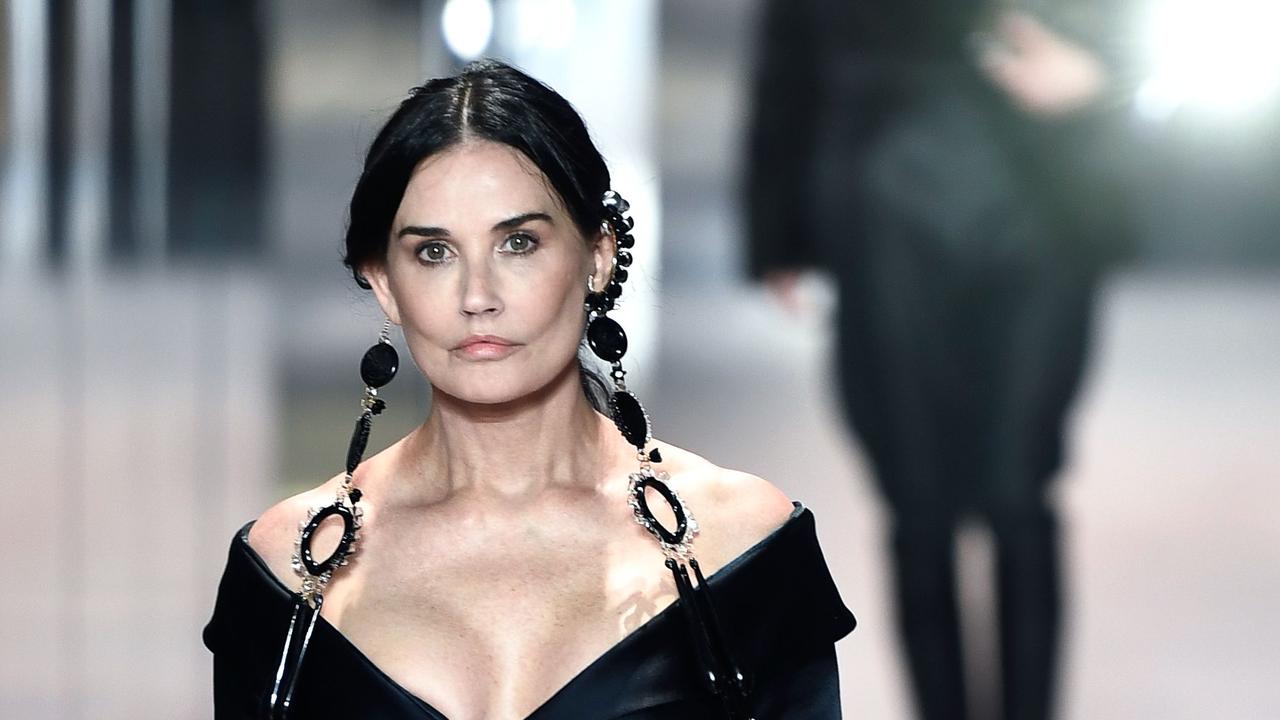 Demi Moore presents a creation of British designer Kim Jones for the Fendi’s Spring-Summer 2021 collection during the Paris Haute Couture Fashion Week. Picture: Stephane de Sakutin/AFP