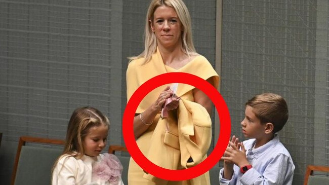 Laura Chalmers on budget night with her children