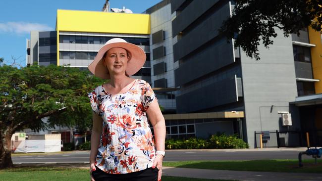 Queensland health minister Yvette D'Ath in front of the Cairns Hospital which received an overall grading of C+. Photo: Brendan Radke