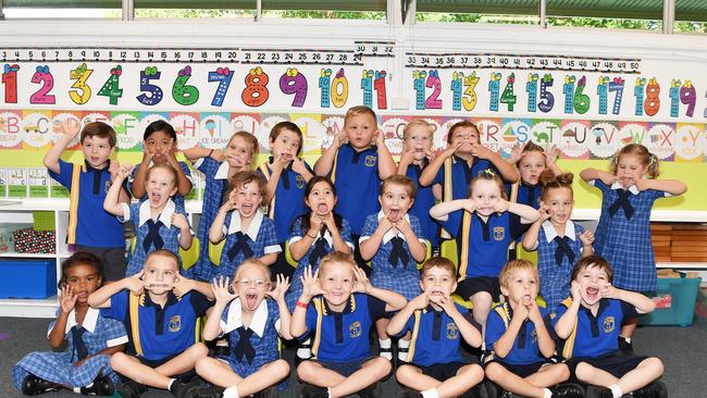 MY FIRST YEAR: Funny faces. Caloundra State School Preps. Picture: Patrick Woods.