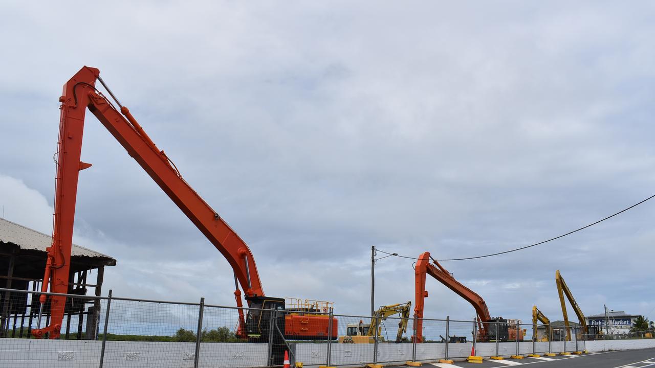 Heavy machinery is onsite at the former Seafresh shed on River St. The building is set to be demolished on Wednesday, January 20, in a milestone step towards the Mackay Regional Council developing the Mackay Waterfront PDA. Picture: Tara Miko