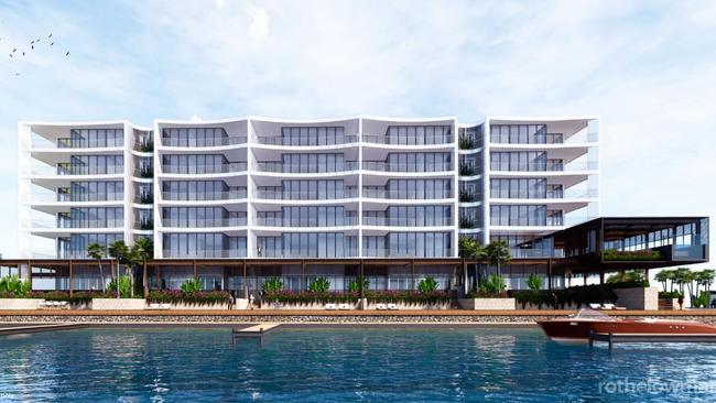 Kindred Developments have lodged a new application for the Newport Marina. It will now be six storeys and feature apartments. Image: Rothelowman