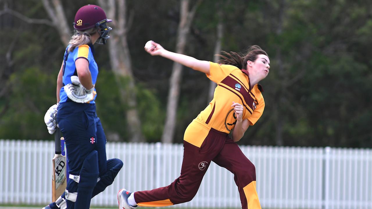 Ipswich-Logan bowler Lauyn Anderson bowls against the Gold Coast in a Katherine Raymont Shield match at Bill Pippen Oval. Picture: John Gass