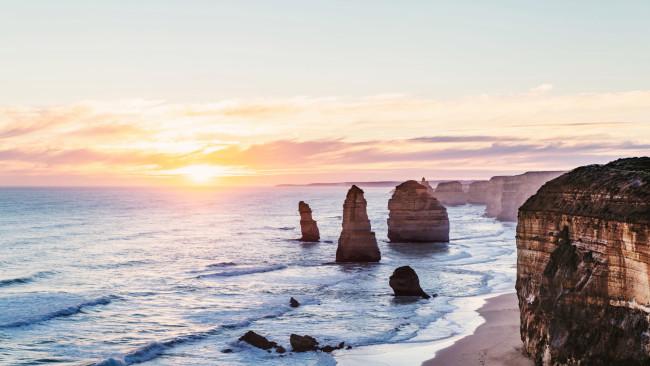 24/71Most beautiful places in Victoria
12 Apostles, Great Ocean Road - Victoria
Jutting stubbornly out of the Southern Ocean, the towering limestone rock stacks of the 12 Apostles are a must-do stop on any Great Ocean Road trip. Picture: Visit Victoria / GOR