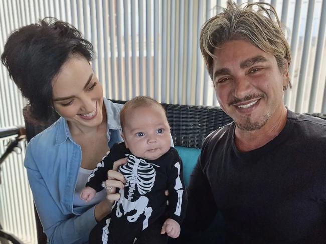 Little Otto’s bestie Elvis Ibrahim, pictured here with mum Sarah Budge and dad John Ibrahim.