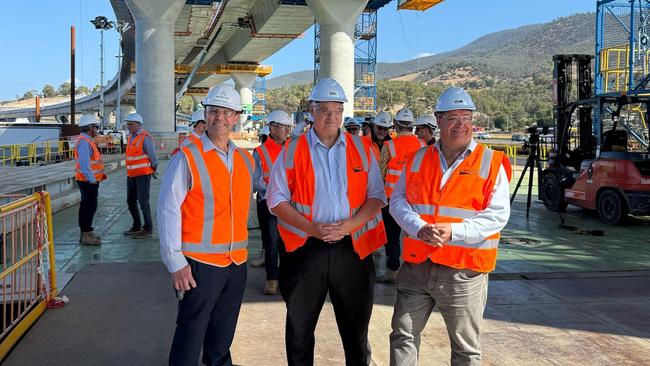 The final piece of the Bridgewater Bridge construction put in place on February 27. Picture: Supplied