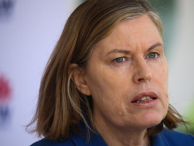 SYDNEY, AUSTRALIA - NewsWire Photos - APRIL 19 2023: NSW Chief Health Officer Dr Kerry Chant addresses the media in a press conference in Sydney with NSW Minister for Health Ryan Park to discuss new covid testing arrangements. Picture NCA NewsWire / Gaye Gerard