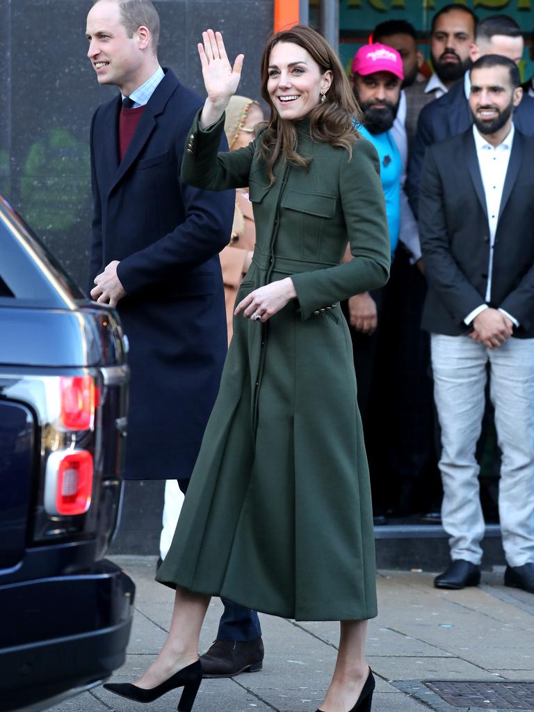 Kate wore a stunning dress by Zara and green McQueen coat. Picture: Chris Jackson/Getty Images