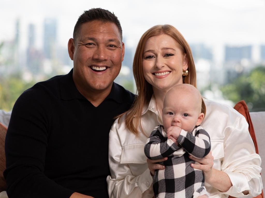 Geoff Huegill says he has found peace living in Singapore with his partner Roxann Toll and baby Rafe. Photographer: Erik Magelssen