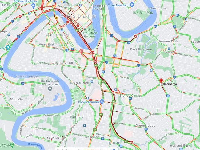 Traffic on the M1 after a two-vehicle and otorcycle crash.