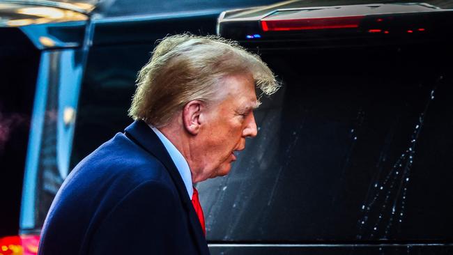 Donald Trump leaves Trump Tower for Manhattan federal court on Wednesday. Picture: AFP