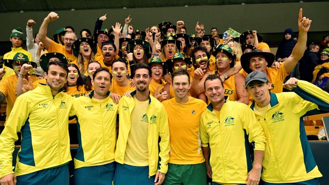 Australia won their first Davis Cup tie in a strong start to their 2025 campaign. (Photo by Jonas EKSTROMER / TT NEWS AGENCY / AFP)