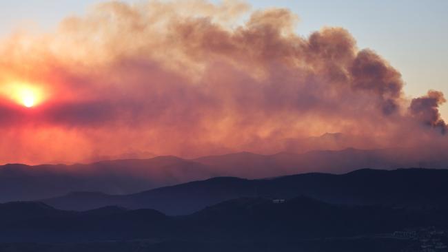 An aerial view shows the Palisades Fire continuing to burn for the third day straight since Tuesday local time. Picture: Mario Tama/Getty Images/AFP