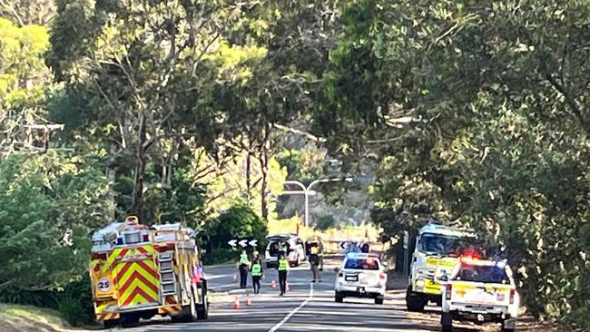 The scene of a serious crash at Crafers West. Picture: Keryn Stevens