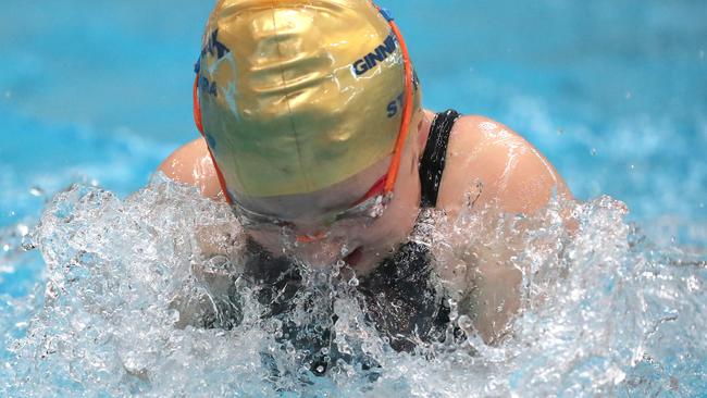 Hannah Allen of Ginninderra competing in the 100m Breaststroke during the NSW Junior Swimming State Age Championships last year.