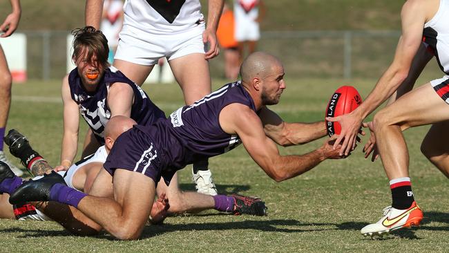 Gun recruit Toby Ryan finished among the Dockers’ best on Saturday. Picture: Hamish Blair