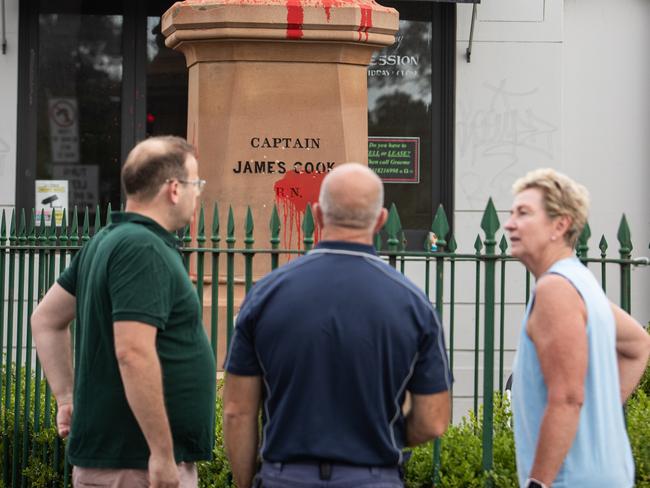 Randwick City Councillor gathered around the damaged structure. Picture: Julian Andrews.