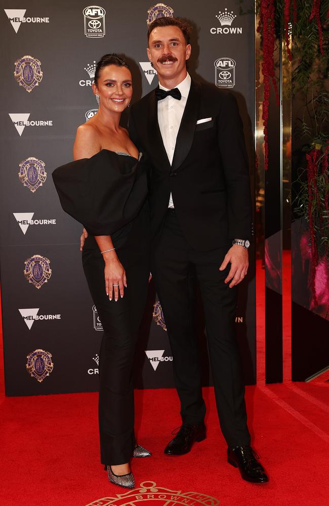 Jake Lever and wife Jess. Picture: Michael Klein