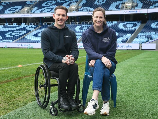 McCracken with Olympic swimmer Cate Campbell for a promotion at Allianz Stadium. Picture: Gaye Gerard