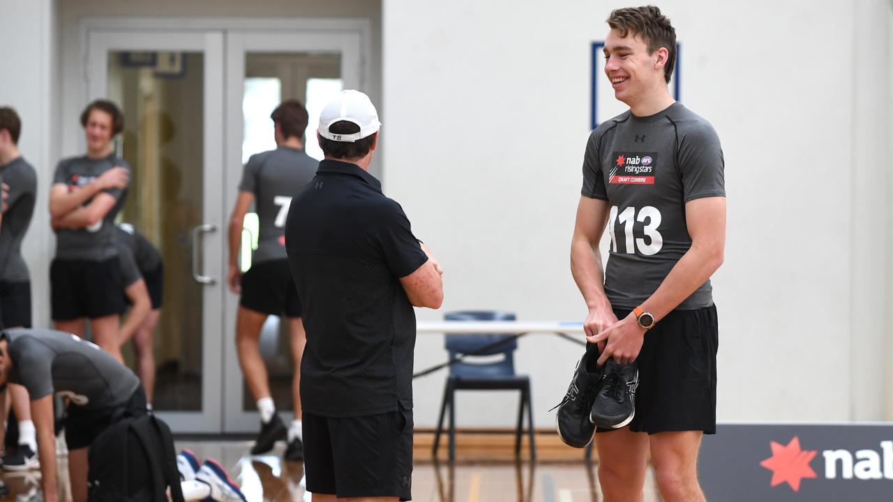 SA’s top prospect Riley Thilthorpe at the Draft Combine at Immanuel College. Picture: Tricia Watkinson