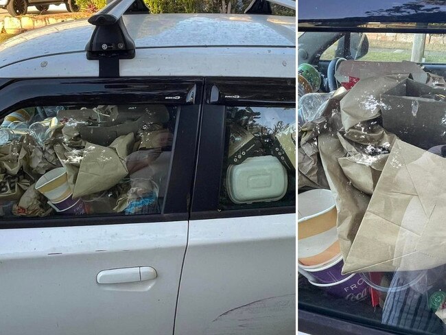 A car packed full of rubbish and a jerrycan in Mansfield in Brisbane's south.