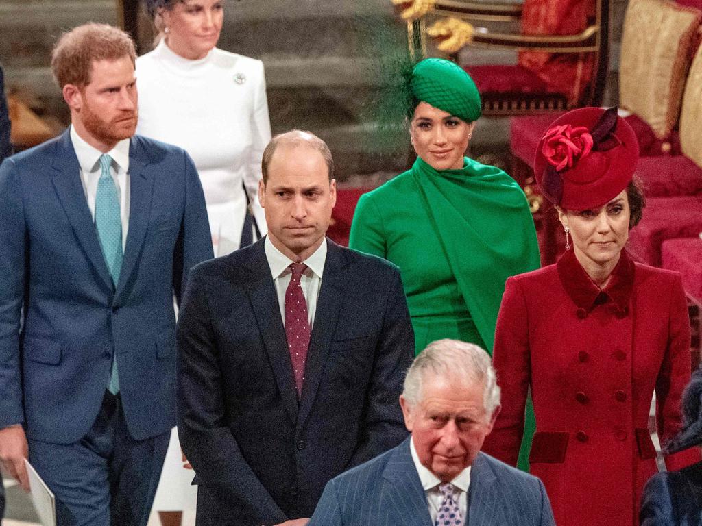 Meghan and Harry would always have to follow behind William and Kate, as is royal protocol. Picture: Phil Harris/AFP