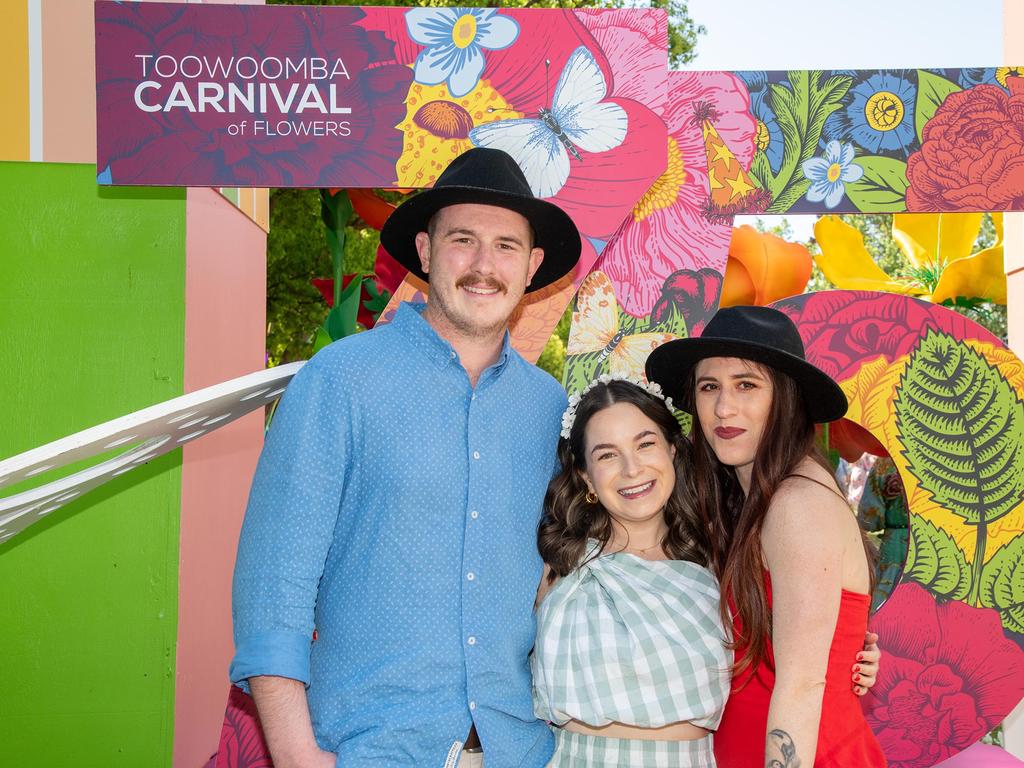 Bryce Tippins, Kara Roberts, Taliah Tippens, Toowoomba Carnival of Flowers Festival of Food and Wine, Saturday, September 14th, 2024. Picture: Bev Lacey