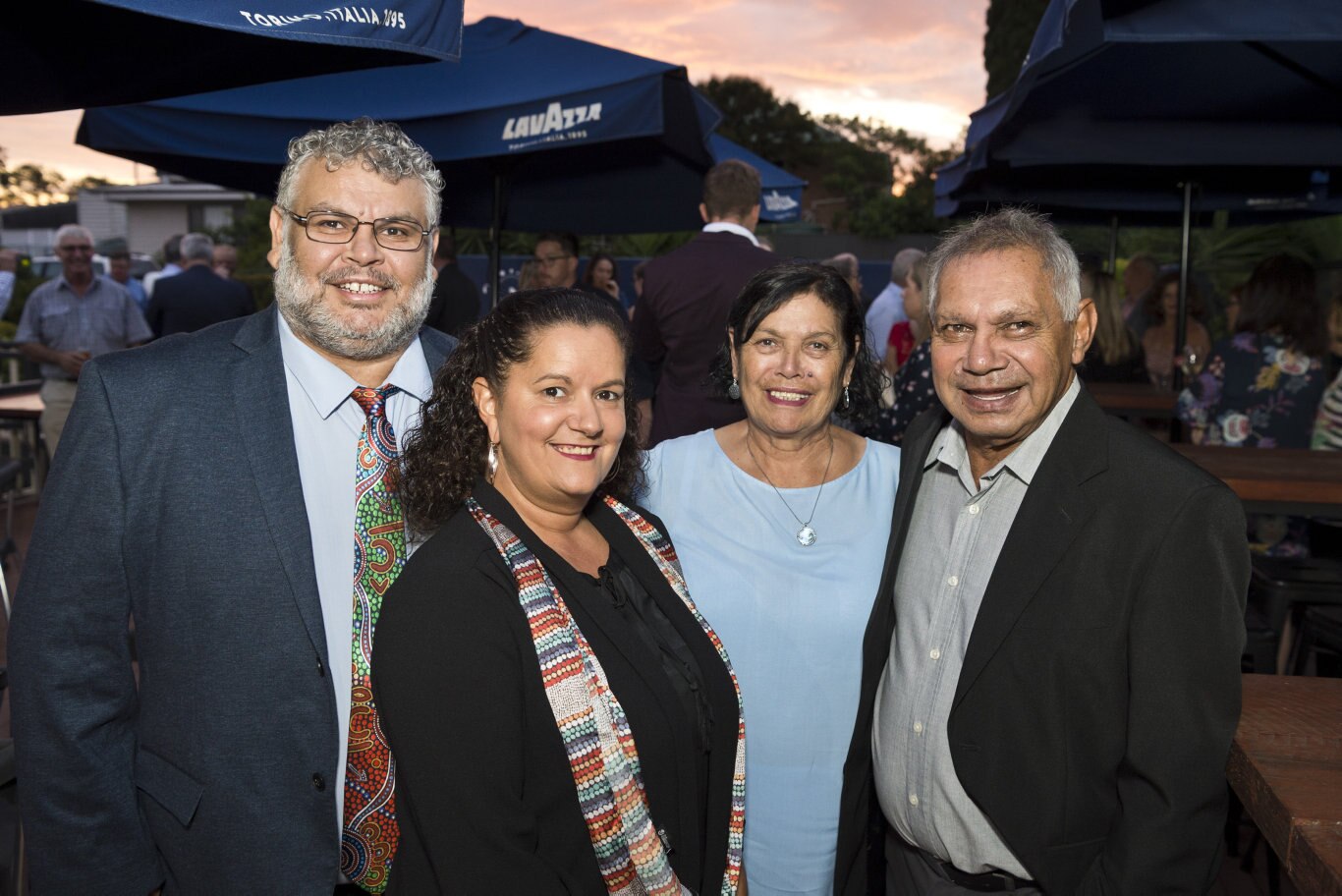 Getting together are (from left) Peter Jackson, Chelsea Lucas, Marlene Collins and Bunny Collins at the Darling Downs School Sport 40th anniversary dinner at Urban Grounds Cafe, Friday, March 1, 2019. Picture: Kevin Farmer