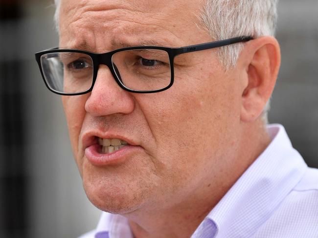 Prime Minster Scott Morrison visits Nolan Meats, Gympie, after devastating floods. Picture: Patrick Woods.