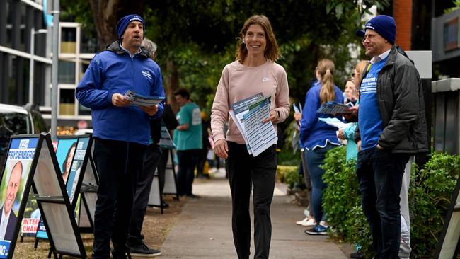 A voter arrives at a pre-polling centre in Melbourne on May 17 in the seat of Kooyong.