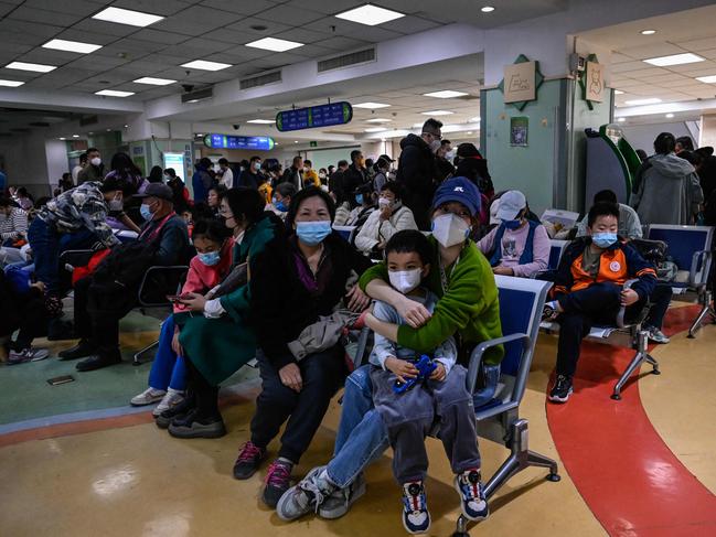 China has seen an outbreak of “undiagnosed pneumonia” among kids. Picture: AFP