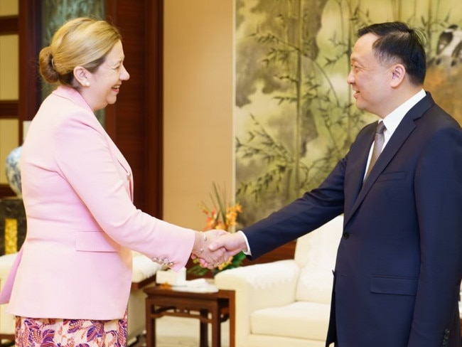 Premier Annastacia Palaszczuk meets Shanghai Mayor Gong Zheng during her trade mission to China. Picture: Queensland Government