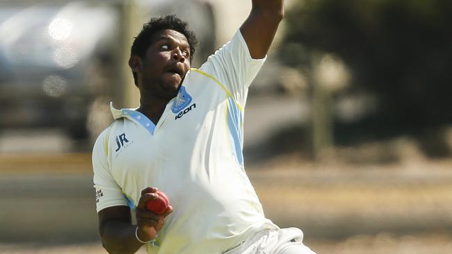 MPCA Provincial semi-final: Langwarrin v Baxter. Baxter bowler Charma Sattambi. Picture: Valeriu Campan