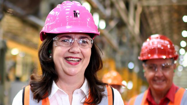 Queensland Premier Annastacia Palaszczuk at the Downer train building facility in Maryborough on Tuesday. Picture: Dan Peled