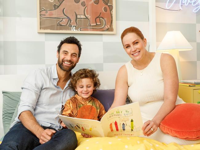 Cam Merchant and Jules Robinson with their first son Oliver, 3. Picture: Max Mason-Hubers