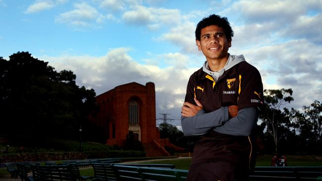 Hawthorn champ Cyril Rioli at his old school Scotch College.