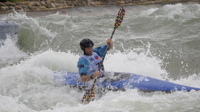 Richard Parsons of New Zealand at the World Masters at Penrith Whitewater Stadium.