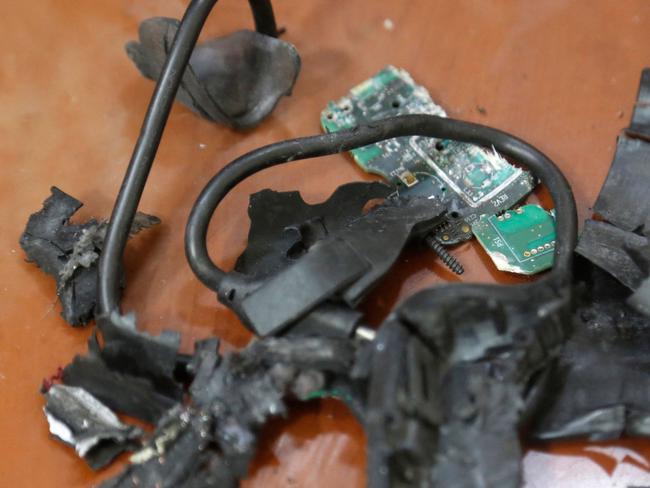 A photo taken in Beirut's southern suburbs shows the remains of exploded pagers. Picture: AFP