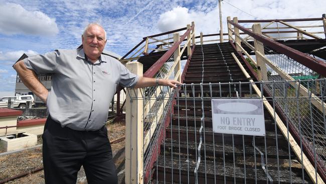 Rattler director Garry Davison at the entrance to the blocked bridge in 2019.