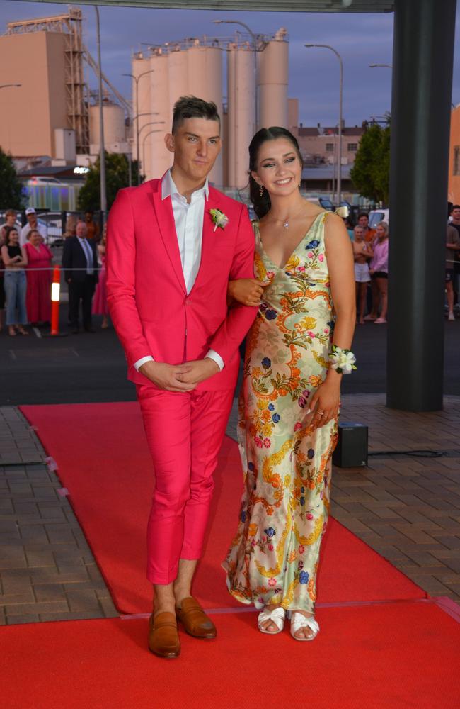 Toowoomba school formals. At the 2023 St Ursula's College formal is graduate Ilsa Crosdale with her partner Cooper Moller. Picture: Rhylea Millar