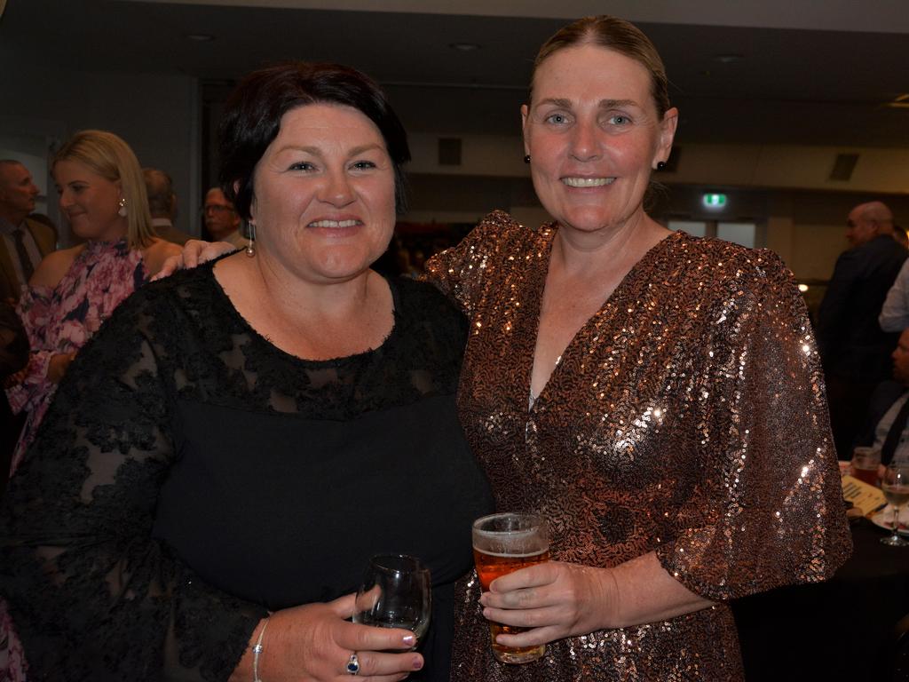 Shannon (L) and Kirsty (R) dazzling at Warwick's Coppers Ball charity event on Saturday night.